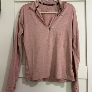 Nike Heather Rose Dri-FIT 1/4 Zip Long-Sleeve Top